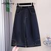 Korean Style Summer Women Navy Blue Denim Capris Elastic Waist Plus Size Basic Short Straight Jeans Vintage Casual Loose Solid Capris XL-5XL