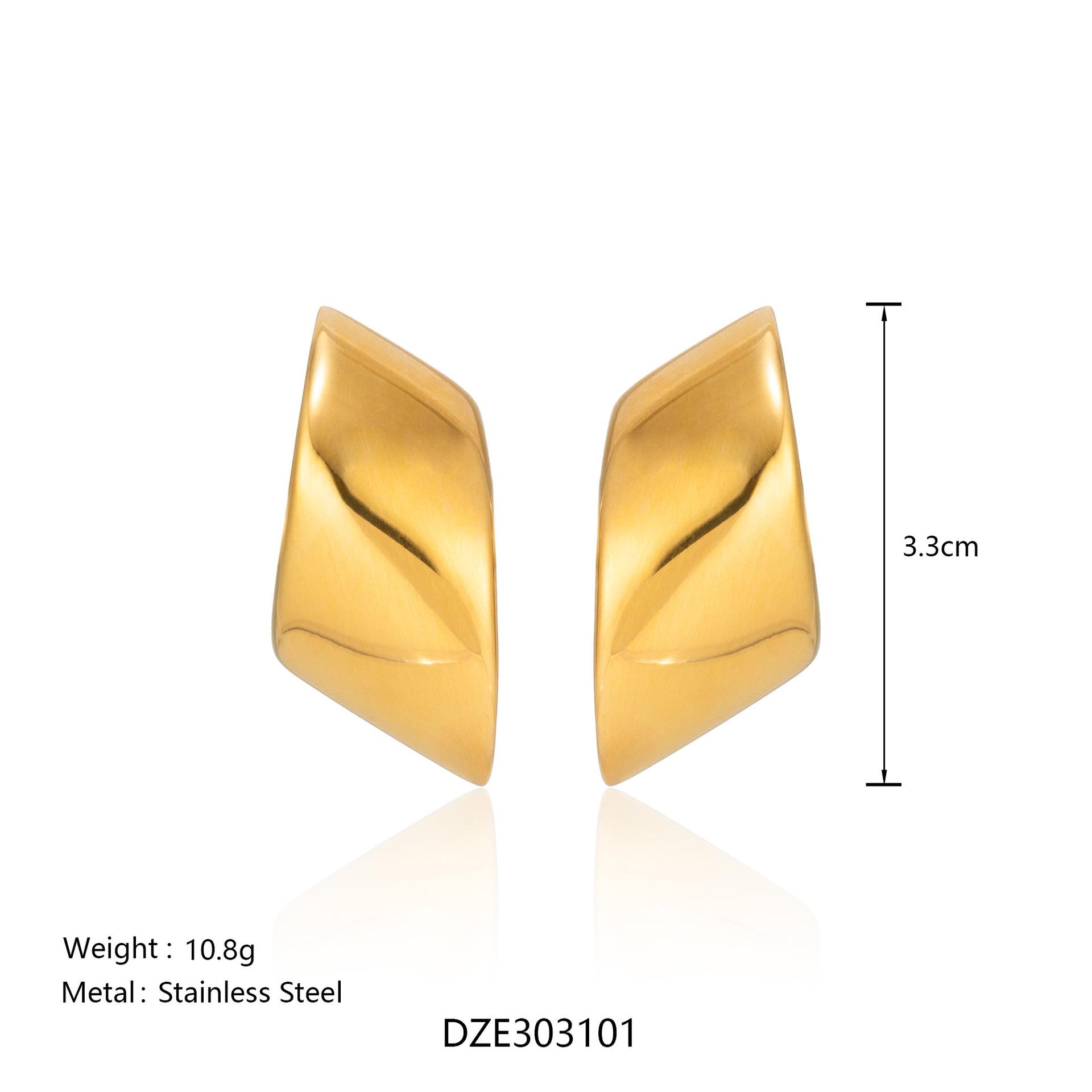 Elegant Gold Hip Hop Geometric Curved Stud Earrings золотой