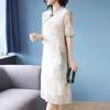 Luxury Silk Cheongsam Dress Chinese Style Modified for Women Short Sleeves Elegant Mother Dress Over Knee Length