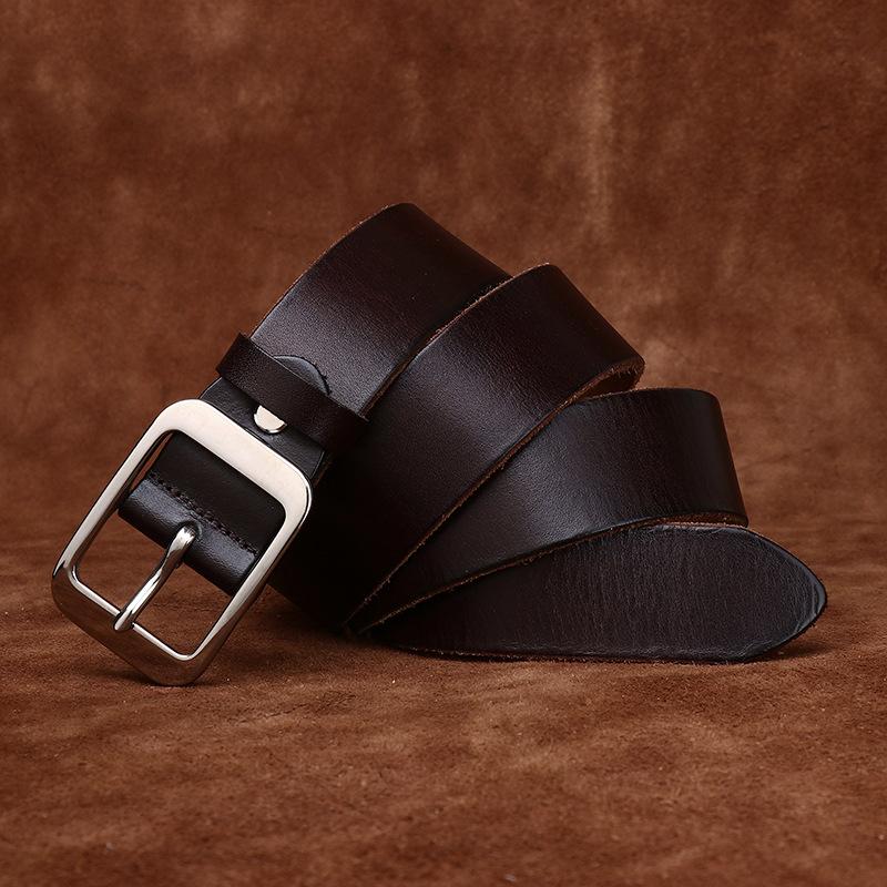 Whole First Layer Cowhide Cut Stainless Steel Buckle Belt Men'S Genuine Leather Youth Simple Casual Jeans Belt Men'S
