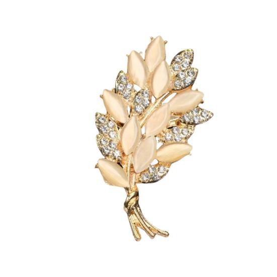 Brooch Retro Style Flower Plant Design Suit Lapel Pin with Faux Opal Inlaid Sweaters Collars Hats Bags Coats Scarves Badge Outfit Accessory
