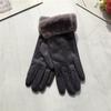 Suede Women's Gloves Single Line Hairy Winter Warm Outdoor Fleece Student Split Finger Touch Screen Gloves