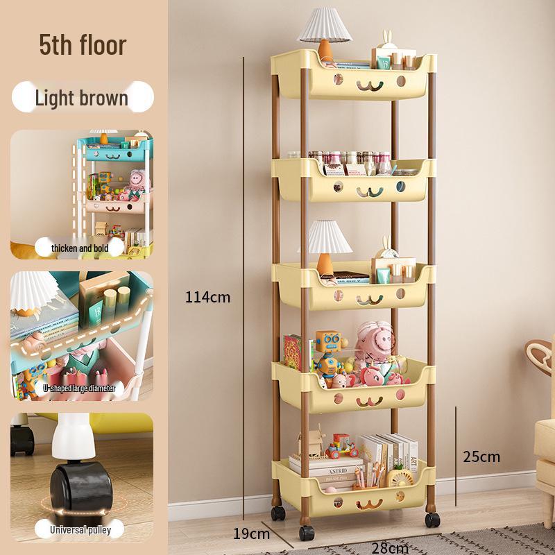 

Детская многоярусная мобильная стойка для хранения игрушек и перекусов Brown Smiley 5-layer