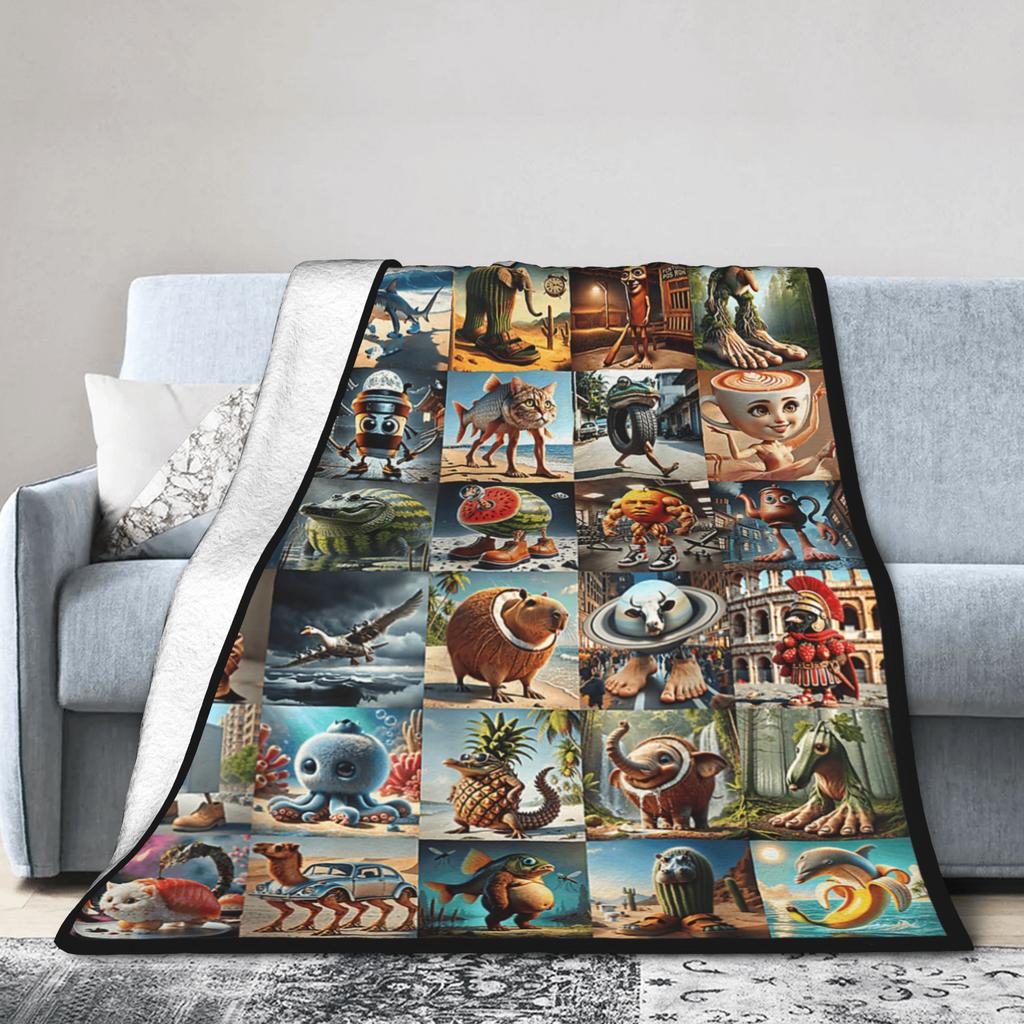 Warm Soft Blanket Funny Italian Brainrot Memes Compilation Bedding Throws Flannel Bedspread For Couch Chair Sofa Bed Bed Cover