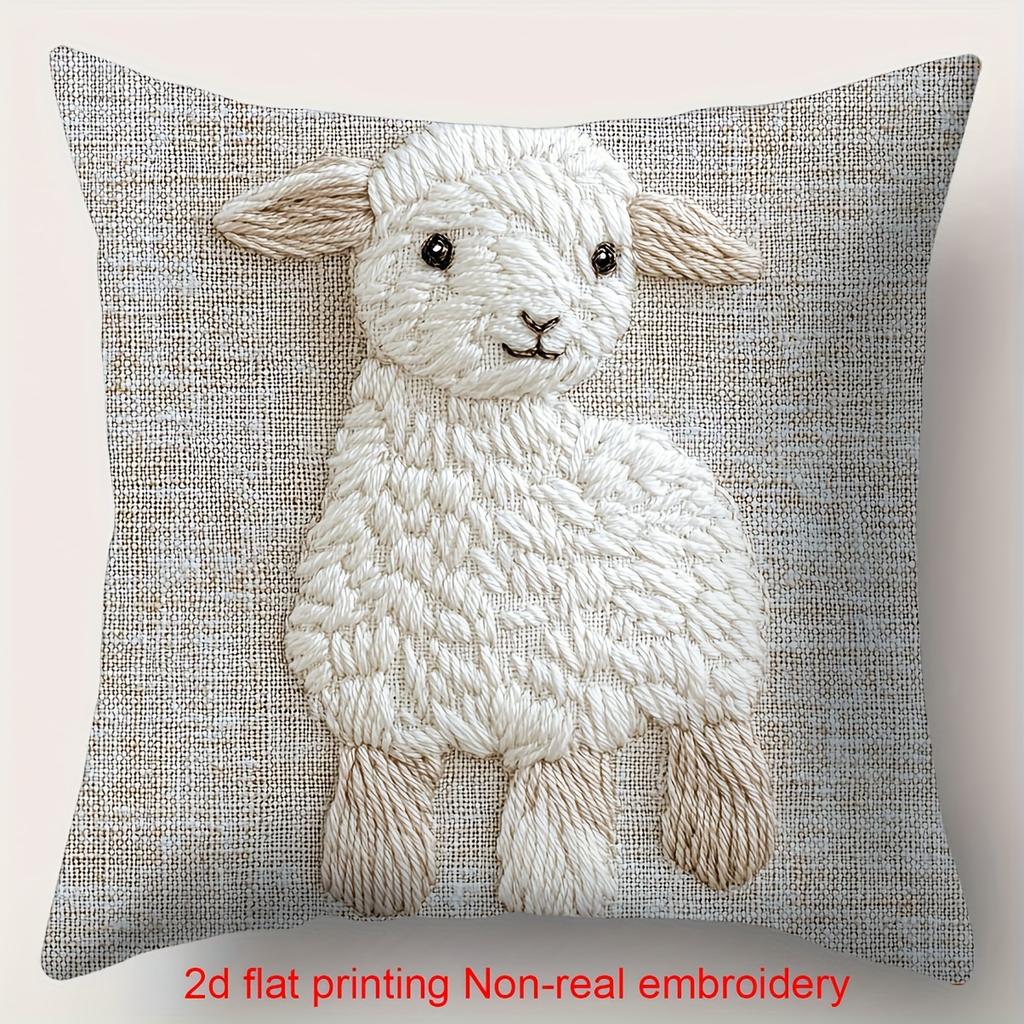 Soft 2D Printed Cushions with Sheep Rabbit Patterns Polyester pillowcase,sofa decorative cushion cov Headboard Pillow