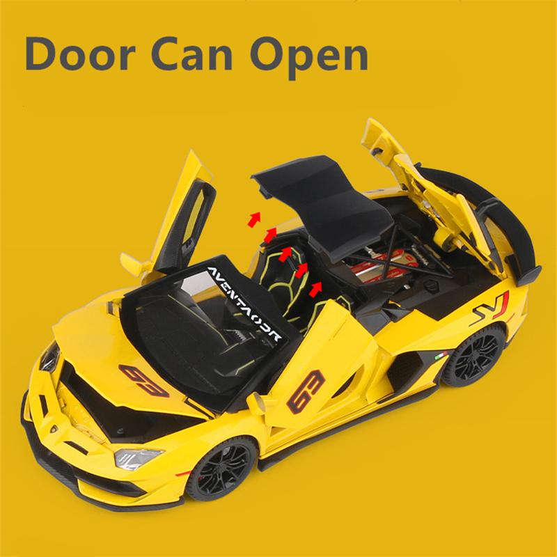 1/24 Lamborghini Aventador SVJ 63 Slitina Závodní Auto Model Odlitky Kovová Hračka Vozidla Model Auta Zvuková a Světelná Simulace Dětská Hračka Dárek
