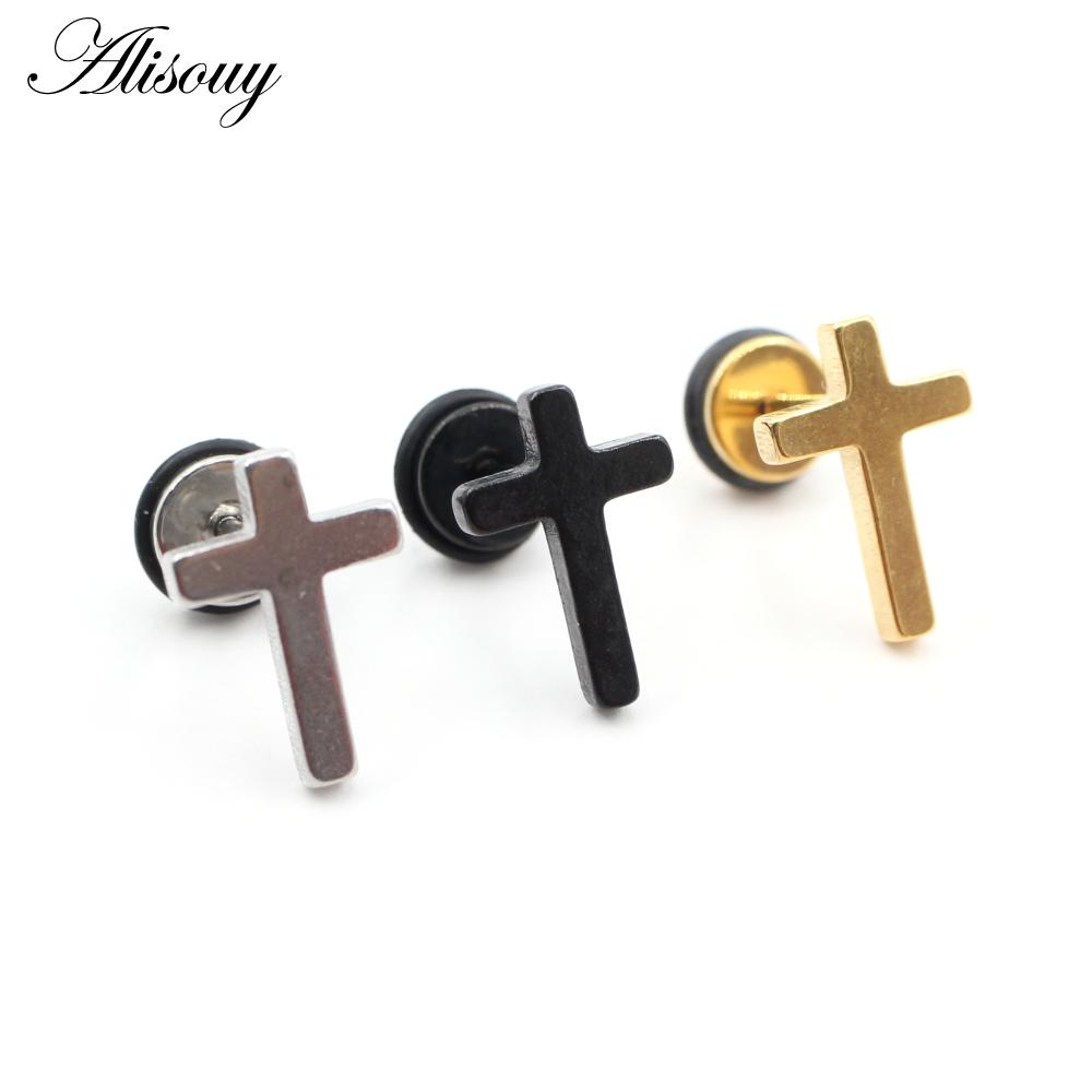 Alisouy 2 Stück Edelstahl Delphin Eidechse Sonne Mond Kreuz CZ Damen Herren Ohrstecker Ohrring Tragus Helix Knorpel Piercing Schmuck