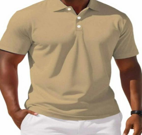 Men's Solid Color Button Short-Sleeve Polo Shirt