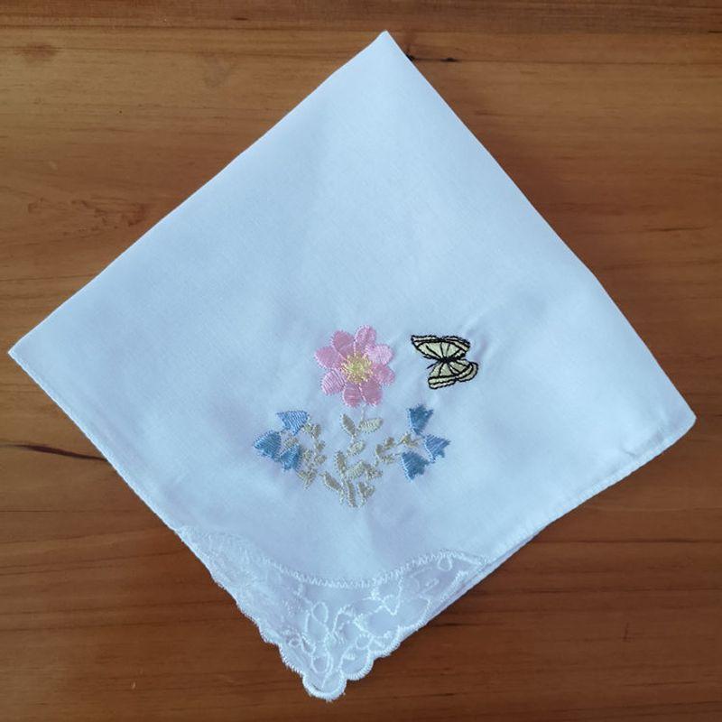 

Цветная вышивка Чисто белый Сделай сам Ручная работа Дудл Маленькое квадратное полотенце Вышивка Кружево Угол Носовой платок Чистый хлопок Носовой платок Расширение Живопись Butterfly Flower Pink