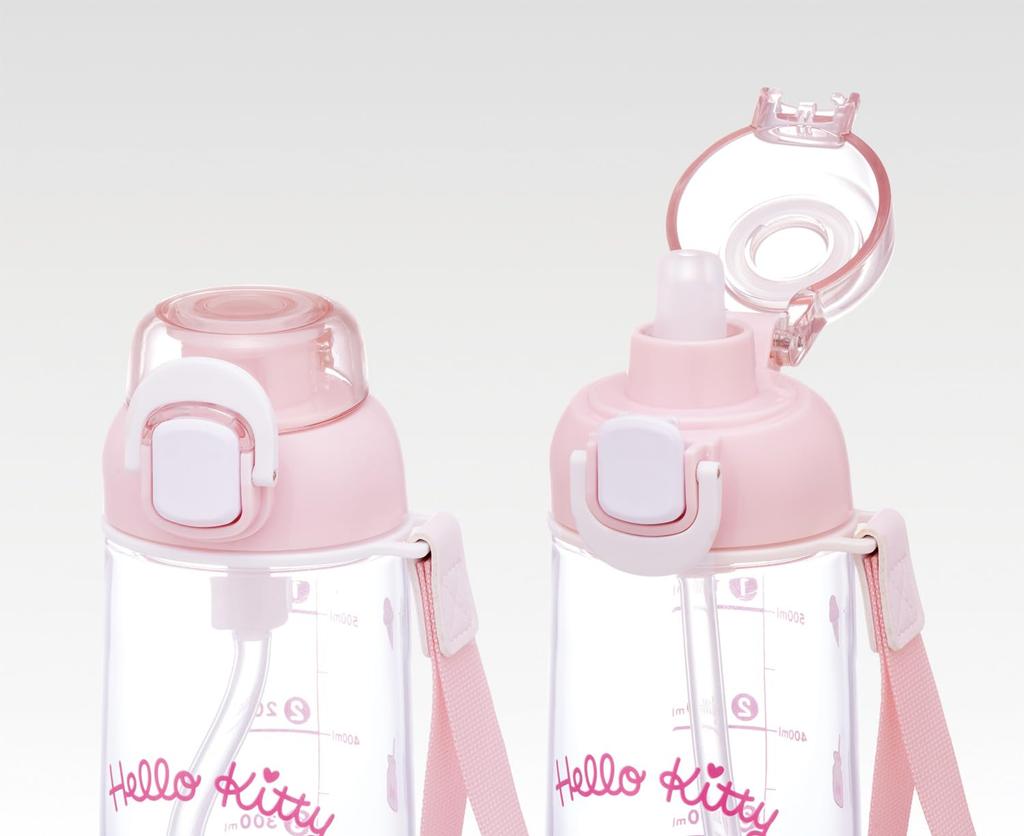 Skater Straw Clear Water for with Sanrio Hello Kitty PSHPO668145 Push-Button Bottle, 630ml, Children, Strap, Design,