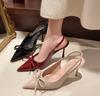 Sandales à Talons Hauts Slingbacks à Nœud Pour Femme Sexy Bout Pointu Cuir Verni Chaussures à Talons Hauts 2026 Été Chaussure à Talons Élégante Pour Femme