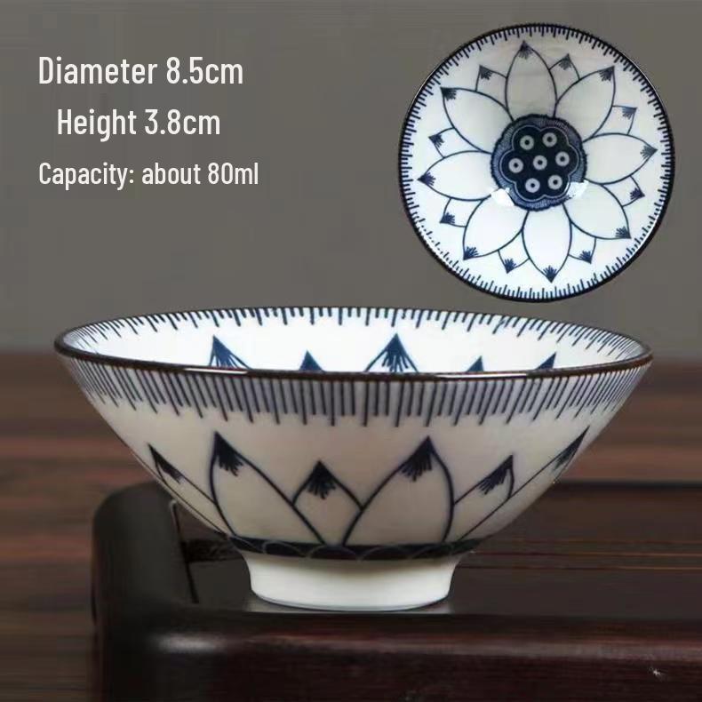 Сине-белая фарфоровая пиала Доули для чая Кунг-фу 75ml