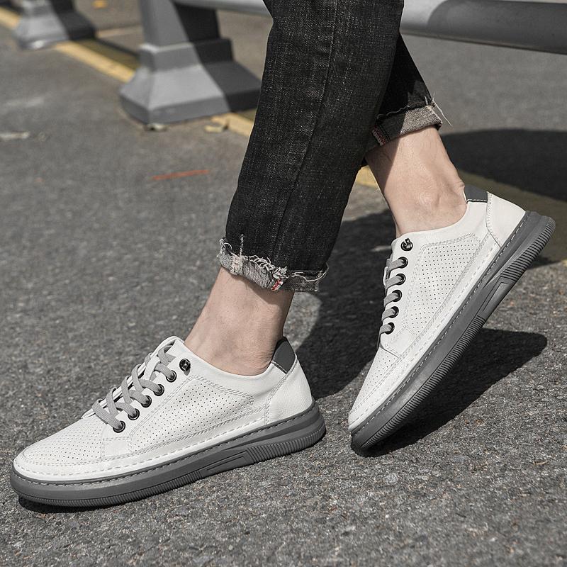 FashionMen Loafers 2024 Cow Leather Shoes Men Slip On Casual Shoes Moccasins Breathable Men Driving Flats Soles Genuine Leather Shoes