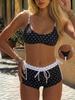 Set Bikini Două Piese cu Imprimeu Buline și Pantaloncini Set Trei Piese Elegant Modest