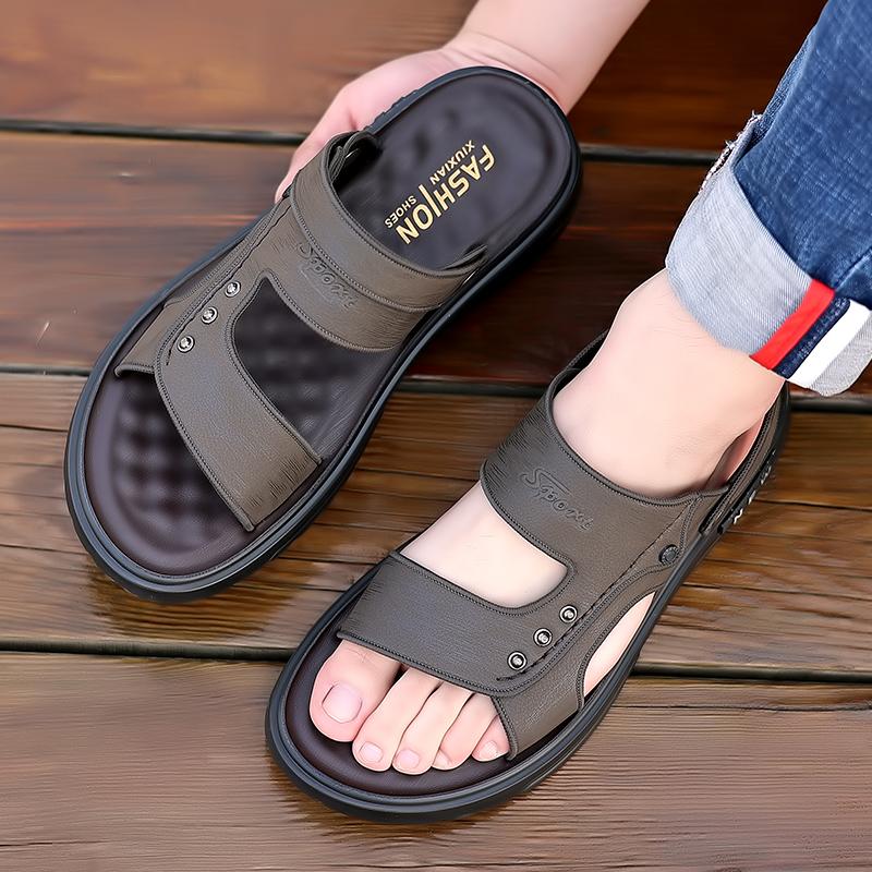 Fashion Summer New Men Sandals Men Flat Heel Lightweight Comfortable Beach Shoes Men Elegant Business Travel Sandals Sizes 37-47