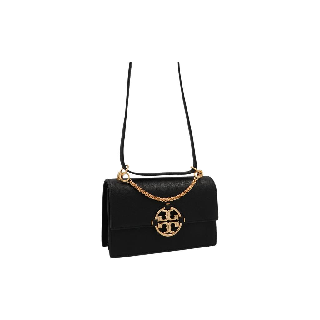 Tory Burch TB Miller Spring Summer Leather Flap Crossbody Shoulder Bag Small Women bags Black Black-Gold 88208-001