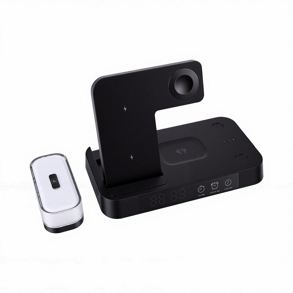4 In 1 Charging Station Fit for MagSafe LED Display Magnetic Wireless Charger Stand with RGB Night Light for Phone
