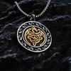 Men's Retro Stainless Steel Celtic Knot Flying Dragon Double-Sided Pendant Necklace