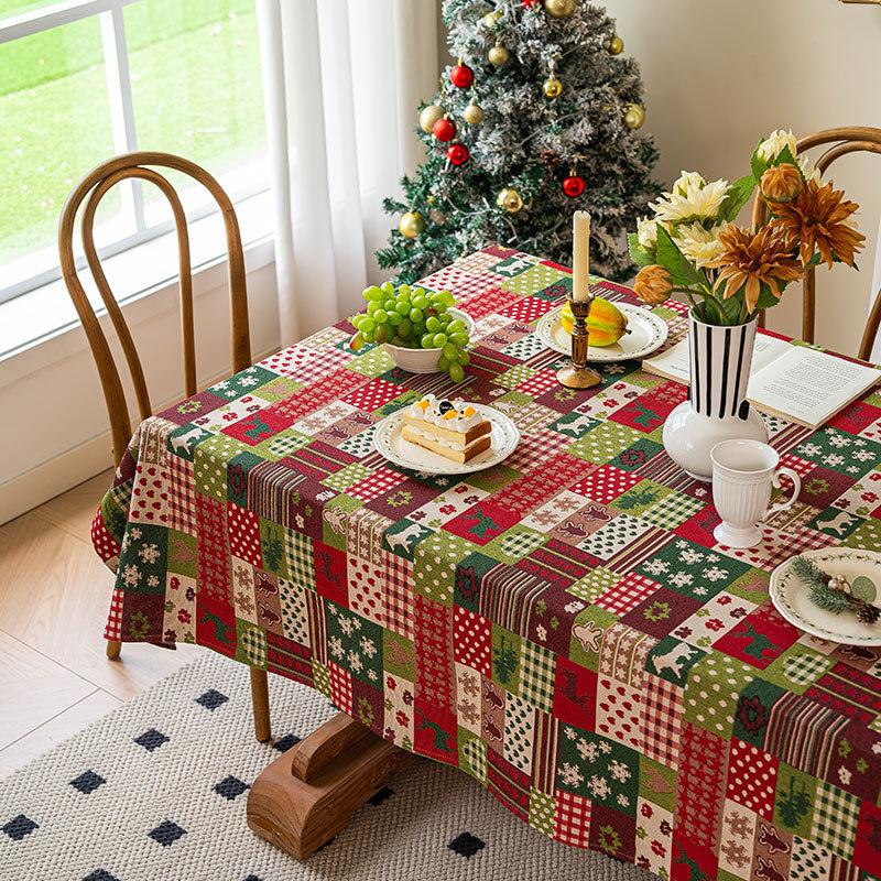 

Christmas Table Cloth Red Atmosphere Decoration Light Luxury High-end Rectangular Dining Table Cloth Dustproof Beautification 60x60cm