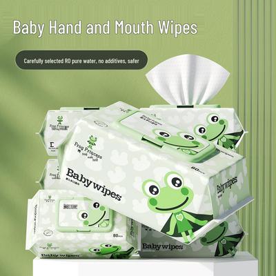 Frog Princess Baby Wipes: Small Pack (10 Sheets) & Large Pack (80 Sheets) for Hands, Mouth, and Bottom.