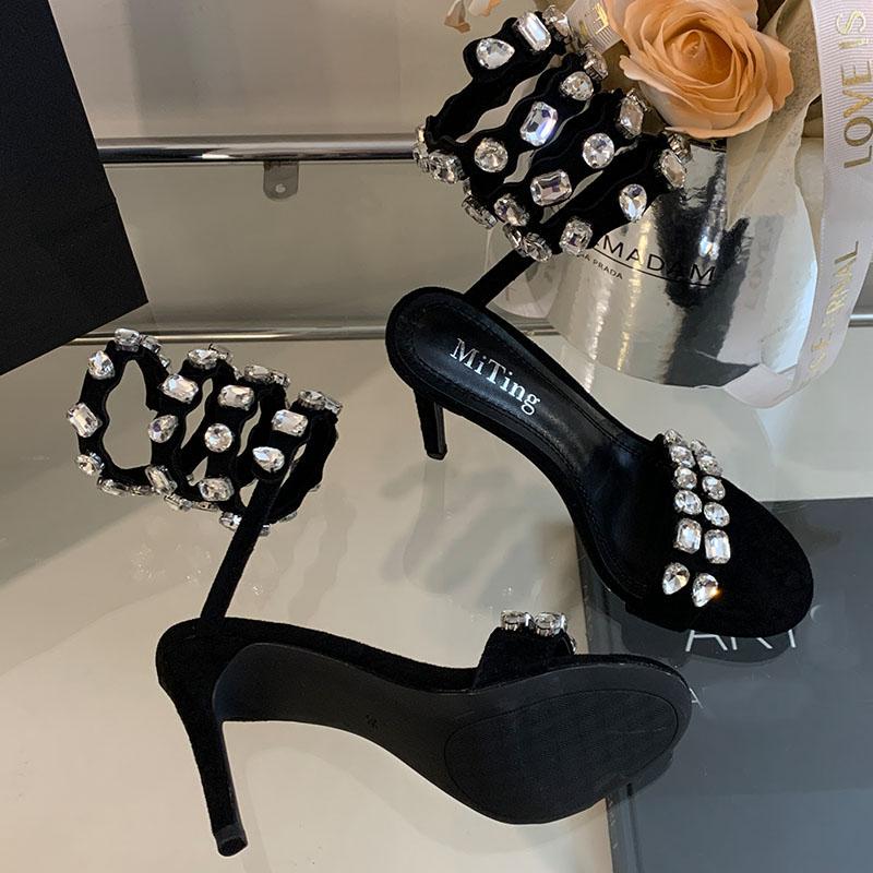 Fashion Luxury Crystal Footwear Pumps Women Thin Heels Shoes New In 2025 Female Peep Toe Fashion Rhinestones Ladies High Heels Shoes