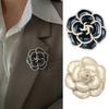 Faux Pearl Camellia Brooch Black White Flower Lapel Pin Sweater Cardigan Coat Business Suit Clothing Accessories Fashion Jewelry