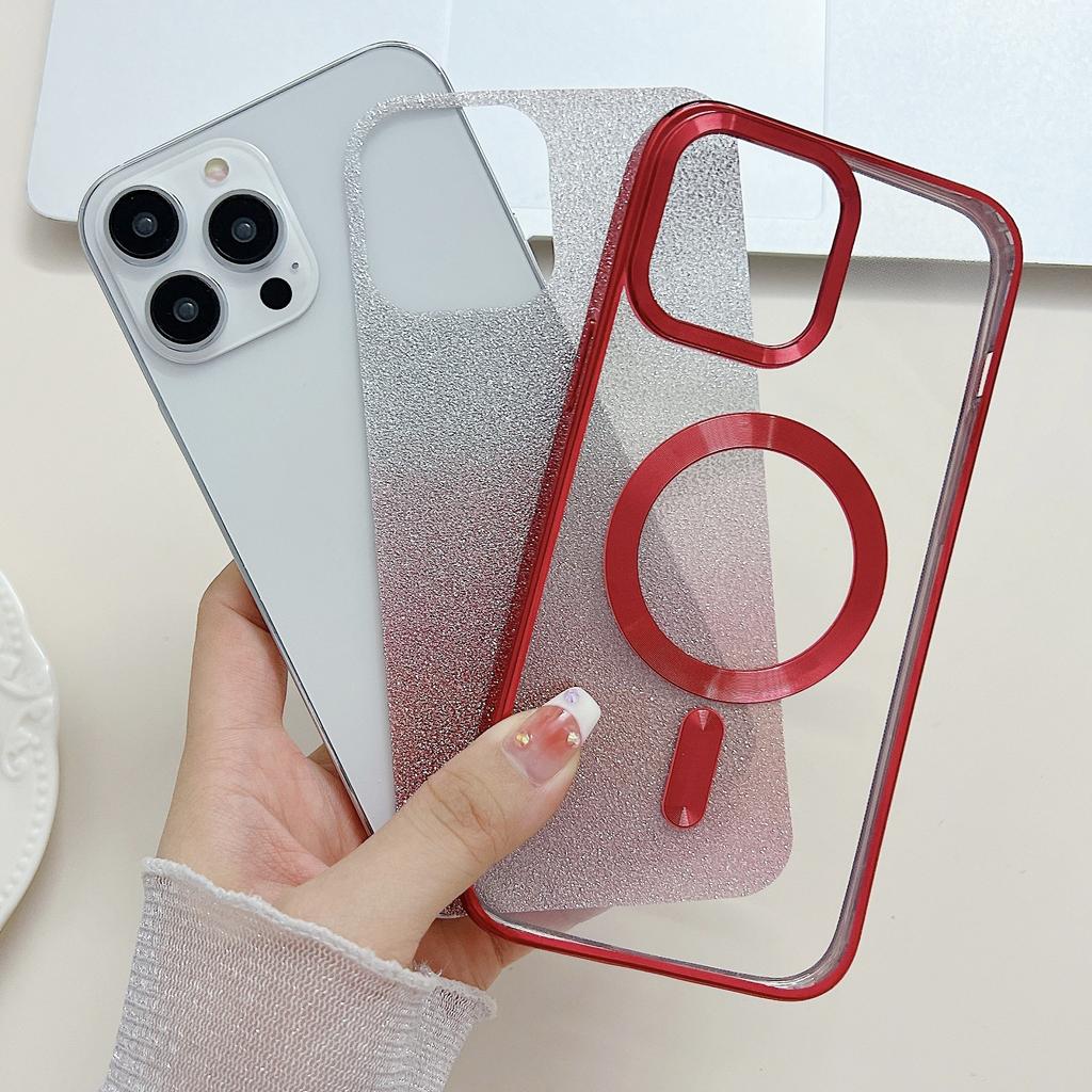 Applicable To Iphone17promax Mobile Phone Case, Apple 16pro Electroplating Magnetic Mobile Phone Case 15 Gradual Change Glitter