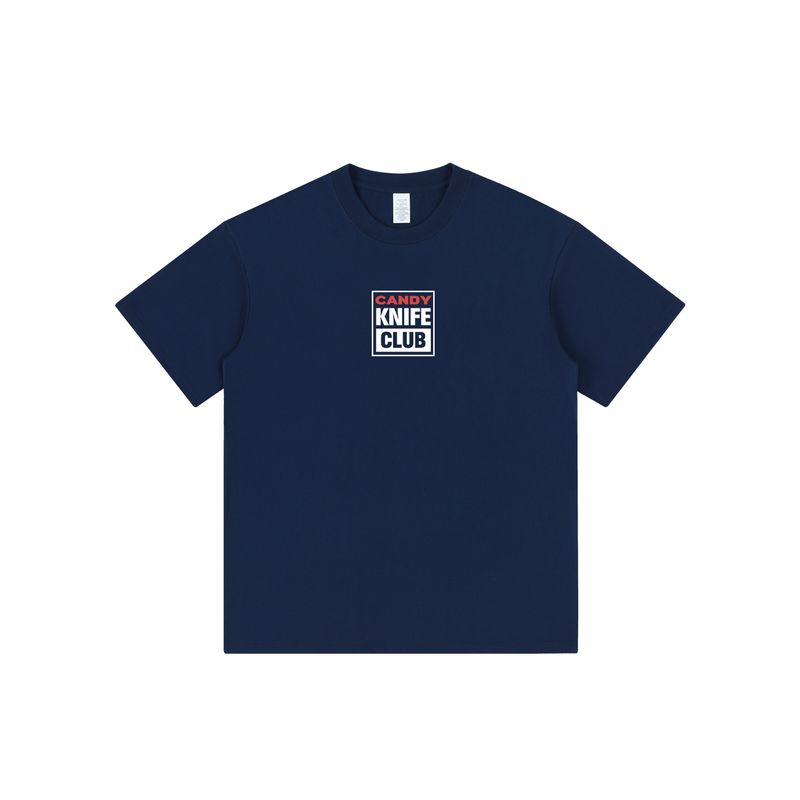 

Summer 2025 New European and American Fashion Overfit t-shirt Top Simple and Versatile Design Sense Short sleeve Letters Print Tee Navy blue XL