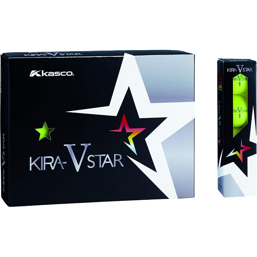 Kasco Kira Star V Мячи для гольфа Желтые Конструкция из 2 частей Подходящая скорость головки клюшки 25-45 Упаковка 12 шт.