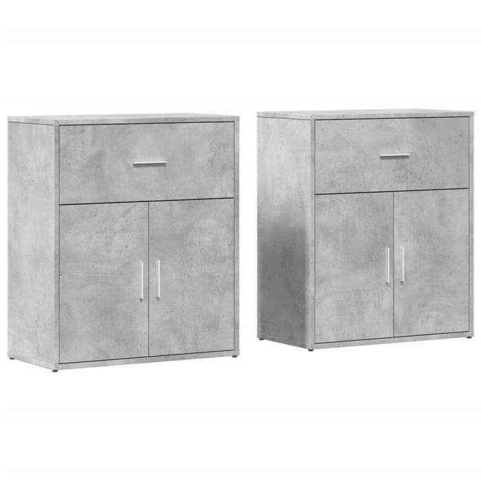 VidaXL Buffets 2 Pcs Concrete Grey 60x31x70 Cm Engineered Wood, Storage Cabinet, Entryway Furniture, Accent Furniture, 3276549