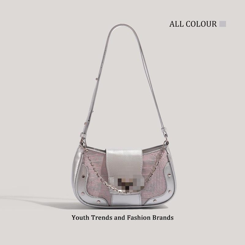 2024 Chic Crocodile Pattern Crossbody Bag - Versatile Shoulder, Handheld, Underarm Bag with Fashionable Chain Detailing for Spicy Style Enthusiasts.