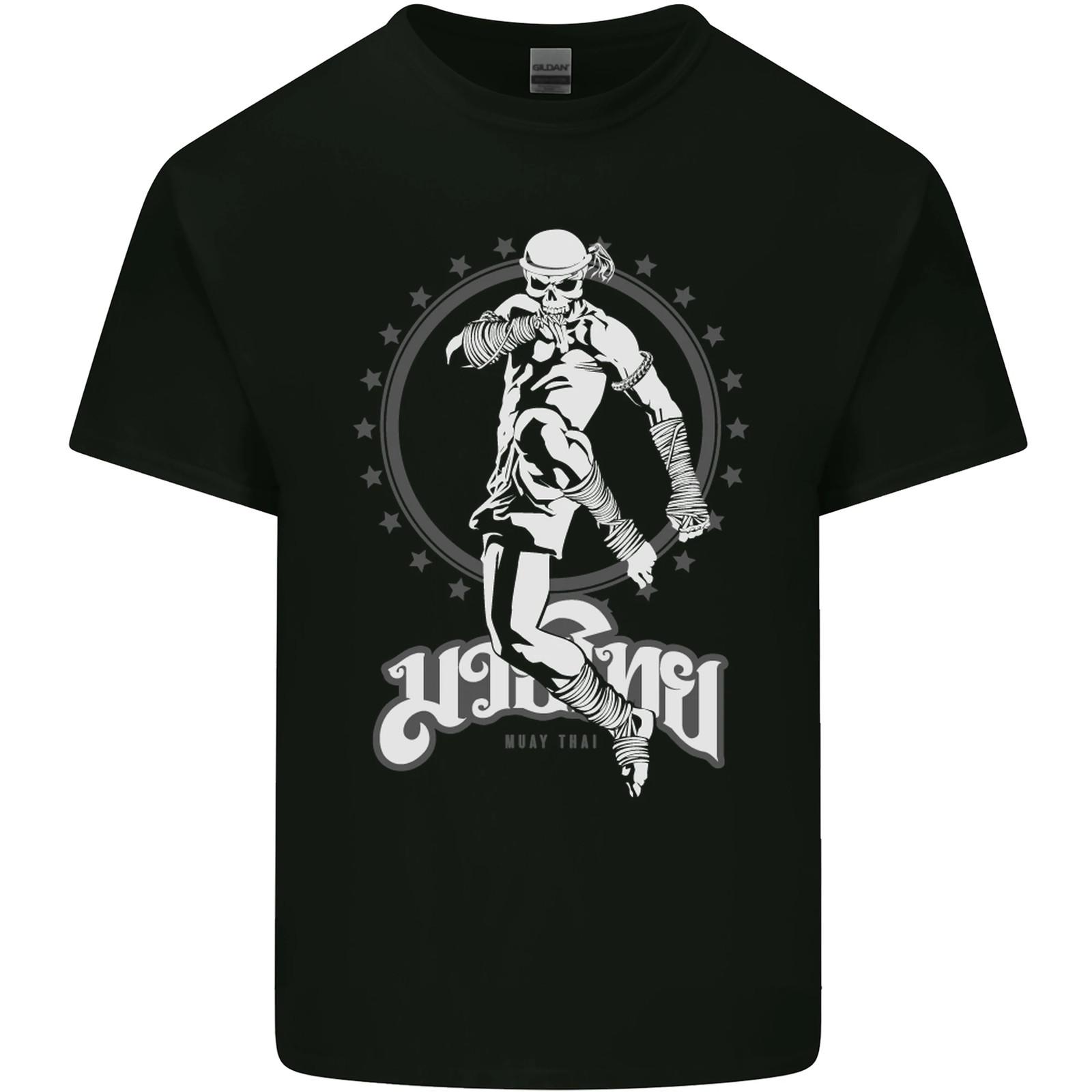 Muay Thai Skeleton MMA Mixed Martial Arts Mens Cotton T-Shirt Tee Top S разноцветный