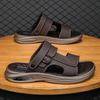Sandals Men's Summer Wear Non-slip and Deodorant Dad Driving Leather Soft-soled Outdoor Sports Wading Beach Slippers