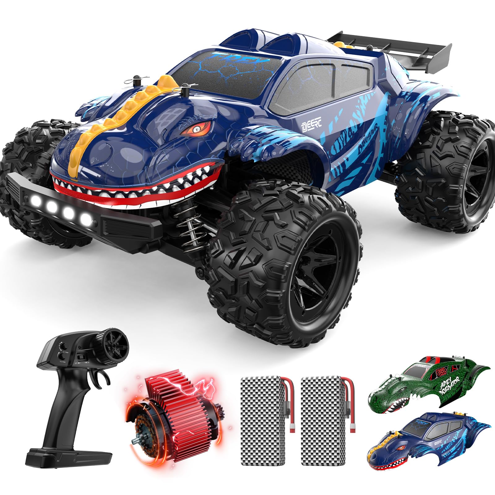 

Радиоуправляемая машина DEERC для игрушечных машинок для 2 пульта управления для мальчиков и начальной и средней школы День рождения Инструкция 9308E Дети, Внедорожник,