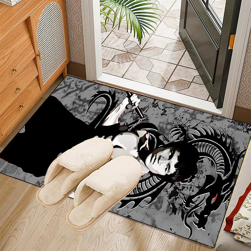 Dynamic Bruce-Lee Pose Rug Office Carpet Non-Slip Mat, Chair Rug Floor Covering for Gaming, Bedroom, Living Room , Home Decor Christmas Gift