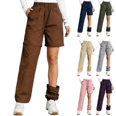 Zip Off Hiking Women Pants To Shorts Trousers Convertible Waterproof Drawstring Waist