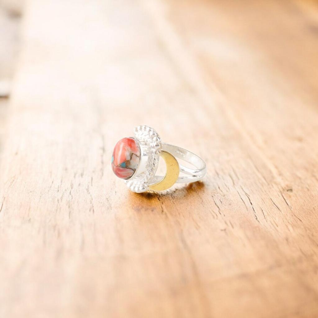 Natural Spiny Oyster Gemstone 925 Stamped Silver Jewelry Handmade Gemstone Ring RR-61-45