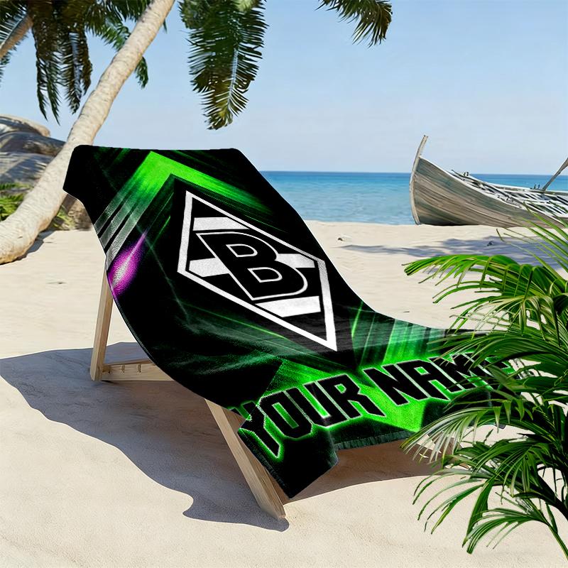 Benutzerdefinierter Name Borussia Mönchengladbach Druck Strandtuch, Großes Weiches Schnelltrocknendes Handtuch für Strand Camping Schwimmen_xia