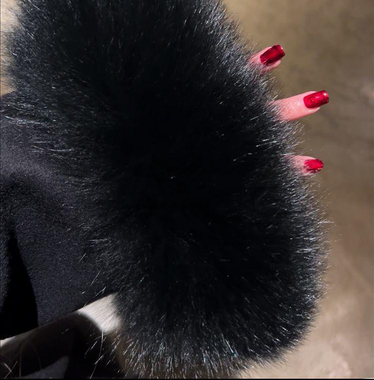 2025 Autumn/Winter Korean Woolen Coat with Fur Sleeves - High-End Petite Long Coat