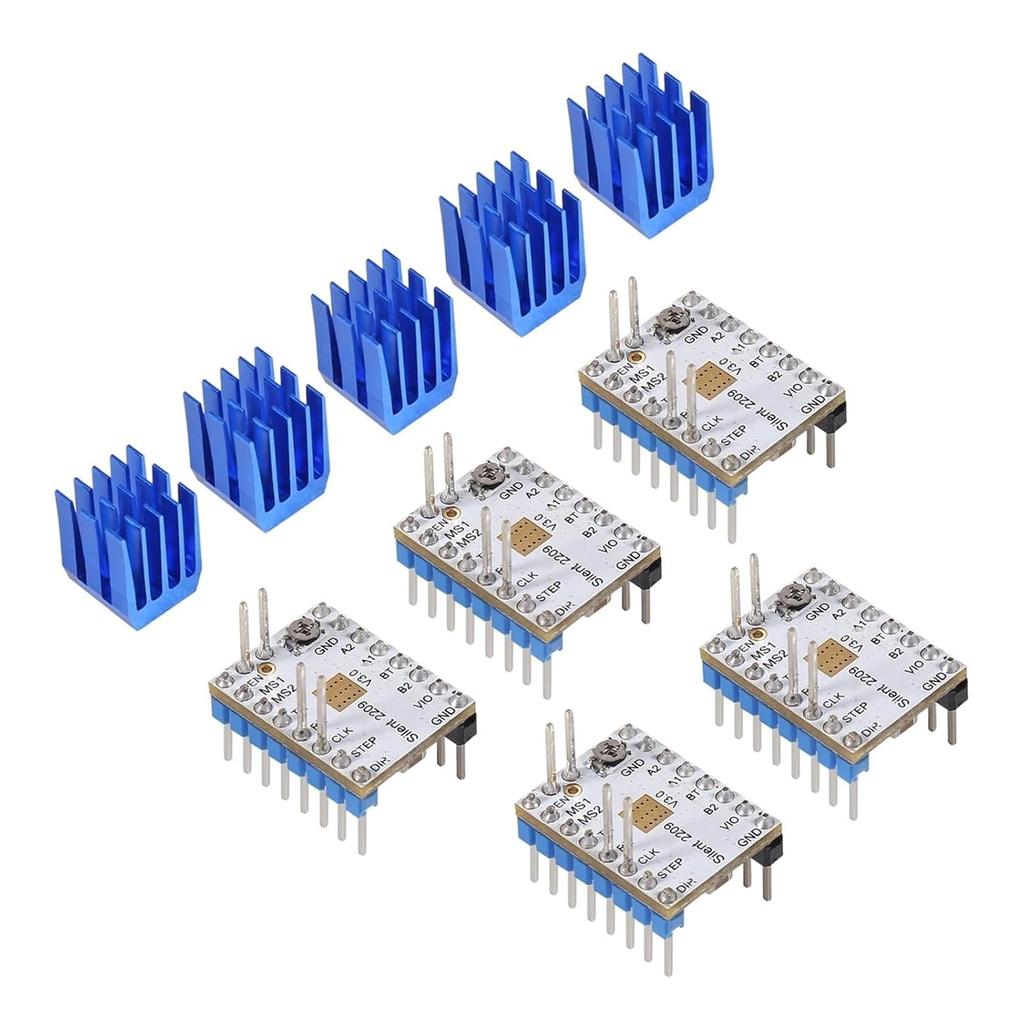 5Pcs TMC2209 V3.0 Stepper Motor Driver for 3D Printer with heatsink Microsteps Current 2.8A Peak for Reprap Ramps1.4