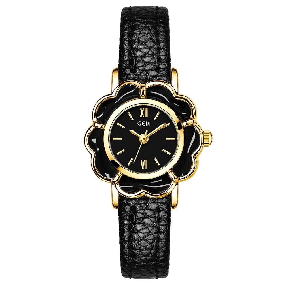 Relógio Feminino GEDI Pulseira de Couro Quartzo Relógios Femininos Luxo Vintage Nicho À Prova D'água Elegante de Pulso Feminino