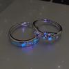 Glow In Dark Blue Green Light Star Ring Fluorescent Heart Ring For Women Men Couples Finger Rings Luminous Jewelry Adjustable