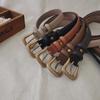 Leather Belt For Women With Pin Buckle And Vintage Style For Formal Wear