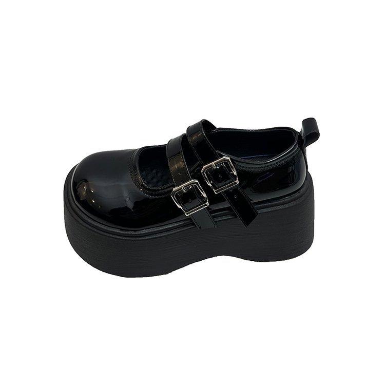 

[Youshilai] Shorty Le platform small leather shoes women s 2025 spring new heightening big head Mary Jane shoes 35
