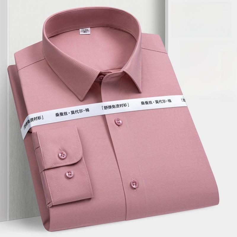 Anti-Wrinkle Men Shirt Long Sleeves Dress Shirts For Men Slim Fit Camisa Social Business Blouse White Blue Office Shirt 7XL 8XL