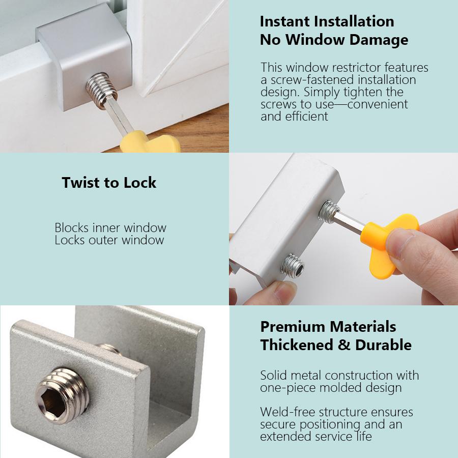 Sliding Window Lock Latch, Door Window Limiter, Child Safety Lock for Casement Patio Doors, Household Anti-Theft Window Stopper
