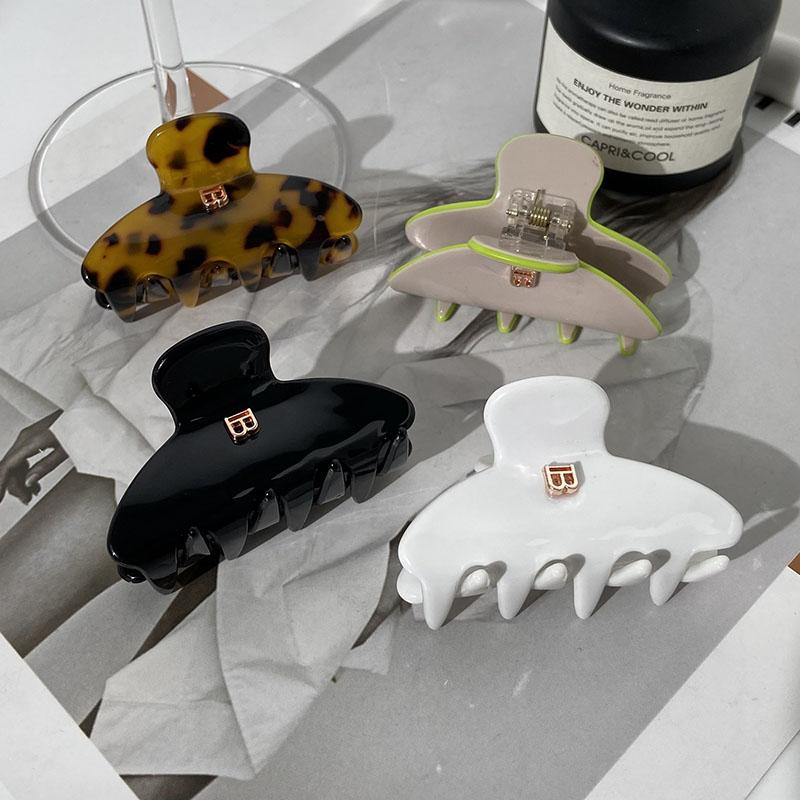 Korean New Retro Metal Letter B Hair Clip Claw Fashion Geometry Arc-Acetic Acid Shark Clip Hair Accessories For Woman Girls
