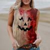 Dame Rund Hals Casual Ermeløs Halloween Trykket Vest T-skjorte Topp