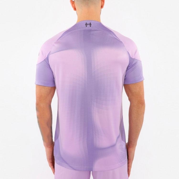 Nike 2022/2023 Season Liverpool Letter Logo Print Round Neck Short Sleeve Soccer Jersey Men Tops Purple DJ7681-582