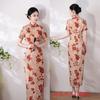 Ai Qi embroidery spring and summer new jacquard double-layer long cheongsam gentle retro Republic of China style simple and elegant slim cheongsam